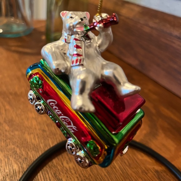 Coca Cola Holiday Bear on Train Ornament - Picture 2 of 5